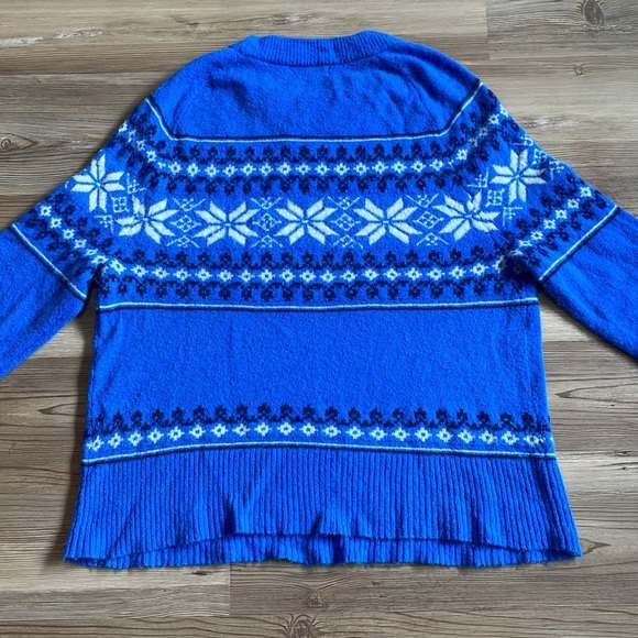 J. Crew Fair Isle crewneck sweater Vibrant blue Snowflake Women’s S Soft Cozy - Picture 10 of 11